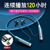 奥克罗【超长续航120小时】【可插卡】【隔日达】运动蓝牙耳机挂脖式无线入耳式 通用苹果安卓所有手机  黑色版【听120小时丨可插卡】 