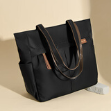 新款日系包女大容量牛津布包女新款时尚托特包单肩包外出手拎包 黑色