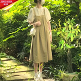 镜莎背带裙子夏天衣服女装2022新款夏季日系学院风连衣裙学生衬衫减龄韩版宽松女生套装裙 上衣+背带裙套装 S 建议93-103斤