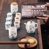 领艺祥鹤国潮风功夫茶具套装现代中式陶瓷德化白瓷简约家用送礼套餐 祥鹤观海润系列(亮光)礼盒装