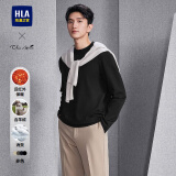 海澜之家（HLA）长袖针织衫男装秋季纯色含羊绒羊毛亲肤保暖轻商务上衣服男士毛衣 黑色56 L /175推荐69~75kg