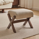 爱必居实木换鞋凳软包凳子橡胶木交叉凳胡桃色