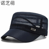 诺芝萌 网帽子 男士平顶帽 网眼短檐鸭舌帽太阳帽钓鱼登山帽棒球帽NF592 藏蓝色 均码 可调节