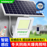 颖朗太阳能灯庭院灯户外照明大功率LED路灯新农村道路感应互控投光灯 爆亮顶配版-超长续航-纯净白色 冬天阴雨天开启感应模式续航一周