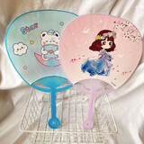 晰翊（XIYI）大号扇子卡通塑料扇子可爱椭圆形手摇扇学生儿童驱蚊纳凉扇子夏天 花环女孩+月亮熊【2个装】