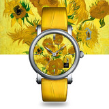 梵高/梵高 送女友礼物女士艺术防水石英表牛皮表带时尚休闲学生手表 向日葵Lady13Y