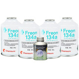 原美国Dupont Suva冷媒更名为科慕Freon R134a 环保雪种 汽车空调制冷剂 4瓶Freon冷媒+1瓶美国冰熊冷冻油