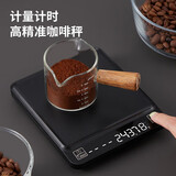 拜杰咖啡秤电子秤厨房秤手冲咖啡计时秤咖啡粉称重秤超薄计量秤黑色
