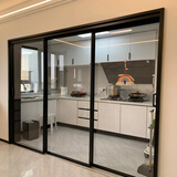厨房推拉门极窄三联动双地轨阳台客厅钢化玻璃门下轨吊趟移门隔断 三联动地轨368/平方