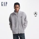 GAP男女装抱抱绒字母logo抓绒立领外套休闲上衣609070 灰色 XL (180/100A) 亚洲尺码