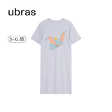 ubras【特卖】虞书欣同云棉插肩短袖连衣裙家居服睡裙睡衣女 快乐云棉-柔灰紫色 S