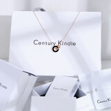 CENTURY& KINDLE罗马钻石项链女钛钢玫瑰金双环环相扣白贝母锁骨链生日礼物送女友 钻石双环项链黑玛瑙款