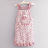 曼达萌帆布围裙女可爱长袖家用厨房透气做饭罩衣大人防油耐磨工作服围腰 帆布可爱兔粉【背带款单条装】