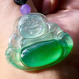 翡翠祥 天然翡翠A货吊坠佛公阳绿冰种貔貅飘花玉佩玉观音玉坠男女款玻璃种平安扣帝王绿玉扣玉器【付定金】 冰种飘绿佛公，已联系客服选货，尾款6000