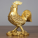 铜欣祥 铜公鸡摆件生肖鸡《大吉大利》办公室工艺品公司开业乔迁新居礼品客厅玄关酒柜电视柜摆设家居装饰品 小号