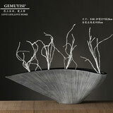 GEMUYISI 简约现代艺术树脂花瓶摆件北欧玄关电视柜客厅新中式家居饰品 尖角拉丝带泡支 大