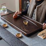 森煜 整块乌檀木实木茶盘功夫茶具 家用茶台排水式简约原木茶托盘 山涧100*50*4.5