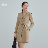 范思蓝恩范思蓝恩 2021秋装新款西装连衣裙设计感小众别致气质裙子 卡其色 S