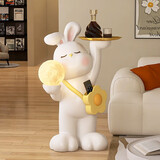 初见北欧落地灯客厅沙发旁可调光月球灯卧室床头设计感氛围灯立式摆件 大白兔落地收纳夜灯【调光款】