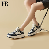 赫莲娜（HR）网面女鞋2025年春季新款厚底透气板鞋女潮网红款拼色复古休闲鞋 米蓝（四季款） 36