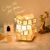 朵斯（DUOSI）魔方水晶盐灯台灯卧室床头灯小夜灯盐石灯香薰女生生日礼物氛围灯 水晶盐石+香薰油 插电-暖光-按钮开关