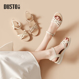 大东凉鞋女2026夏季新款休闲坡跟一字扣细带坡跟纯色女鞋0021 肤色 （第二批） 36