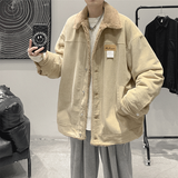 POUM外套男夹克秋冬季羊羔毛加绒加厚潮牌棉袄子灯芯绒晋江棉服上衣服 LTT-7862卡其色 2XL