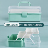 玉水湖书法收纳盒毛笔初学者便携美术工具箱收纳箱学生书画国画手提颜料透明多功能盒子 三层绿色工具箱