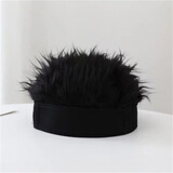 诺芝萌假发帽子亲子帽子男女儿童棒球帽 个性嘻哈街舞鸭舌帽弯檐太阳帽 无帽檐黑发黑帽 均码 成人款