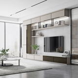 索菲亚电视柜 现代简约客厅电视机柜组合 落地电视墙背景墙一体全屋定制 定制金