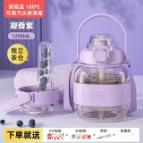 恩尔美（nRMEi）ppsu水杯大容量大肚杯成人耐高温吸管女学生儿童吨杯吨桶泡茶水壶 凝香紫1200ml【ppsu+双饮】