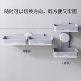 吸盘肥皂盒免打孔香皂盒壁挂式卫生间置物架浴室大号双格沥水皂盒架 深灰色【双边】