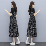 丁唯唯孕妇装夏装新款宽松透气短袖连衣裙韩版时尚中长款孕妇裙可调节 图片色 XL