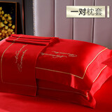 南极人纯棉枕头 枕套48x74cm一对装全棉枕巾枕芯套酒店高级双人枕头套 大红【五星享受】 48x74cm【枕套一对装】