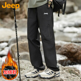 JEEP吉普休闲裤男秋冬季直筒裤子男士宽松潮流工装裤男裤 黑色加绒2XL