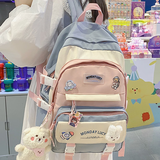 靓宝宝2026新款女生卡通书包女孩初中生5小学生6大容量四至六年级高颜值 小号蓝色+徽章