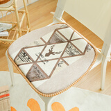 罗兰家纺欧式餐椅垫坐垫椅子凳子垫子坐垫带绑带防滑粒餐桌椅加厚 北欧故事-卡其 45*43cm