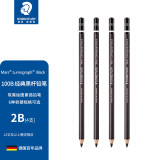 施德楼（STAEDTLER） 100B黑杆素描铅笔 铅笔浓黑 专用绘画铅笔 2B|四支