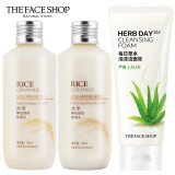 菲诗小铺（The Face Shop）大米晶透柔肤水乳液米水洁面膏洗面奶可选补水保湿防干燥男女用 ( 芦荟洁面+大米水+大米乳 )