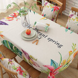 缤谷 民族风棉麻布艺桌布小清新长方形家用防水网红台布餐桌布 春意 140*180cm（防水防烫）