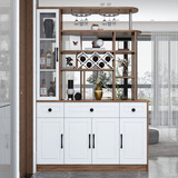 乐式（LESHI.LIFE）玄关柜客厅隔断柜入户门厅柜酒柜装饰柜一体间厅柜双面屏风 胡桃色1.4米(140*34*200)