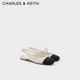 CHARLES&KEITH珠链绊带饰低跟凉鞋玛丽珍鞋女鞋子女CK1-70900382 CK1-70900382-2粉白色 35