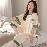 傲荷200斤加肥加大码睡衣女莫代尔中青年夏季大码宽松短袖七分裤家居 (莫代尔)KNC7005 4XL（180-200斤）