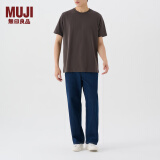 无印良品（MUJI）男式 棉混 抗菌T恤 男士短袖打底衫男款 FA02CC3A 深棕色 L (175/100A)