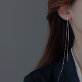 银奥（yinao）925纯银耳线女夏季款流苏仙气超长耳坠女森系超仙小众设计感耳饰 长耳链