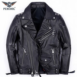 PERCOOL哈雷皮夹克2025新款机车骑行服真皮皮衣男士头层牛皮摩托车外套潮 黑色 (头层牛皮) M号 建议120-135斤