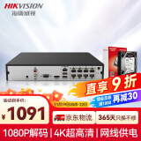 HIKVISION海康威视网络监控硬盘录像机8路POE网线供电NVR满配8个摄像头带2T硬盘DS-7808N-K1/8P