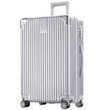 博拜复古男女铝框拉杆箱万向轮旅行箱登机密码箱行李箱29英寸托运箱 银色LMH拉链 24英寸-中短途旅行