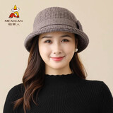 稻草人女士帽子气质优雅渔夫帽秋冬季新款时尚百搭保暖盆帽时尚洋气 灰咖