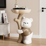 辰鱼创意暴力熊落地摆件客厅电视柜沙发旁茶几家居装饰品乔迁搬家礼物 捧花熊可可茶几-棕色